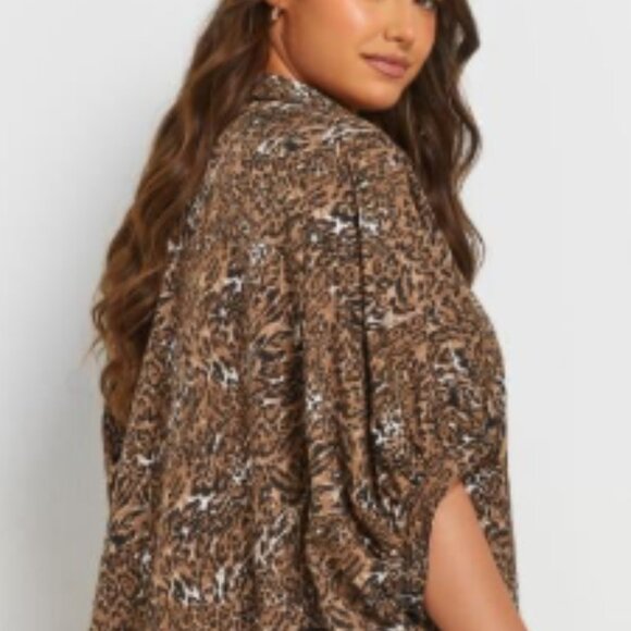Yours | Plus Size - Brown Animal Print Oversized Fit Shirt - NWT - Picture 14 of 15